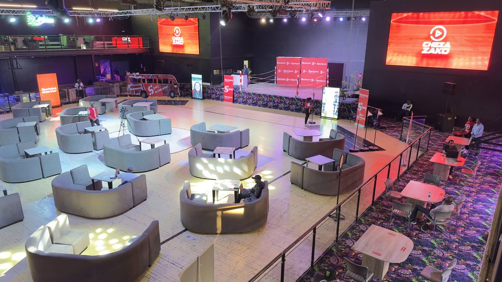 A large-scale SportyBet brand environment built by Red Giant