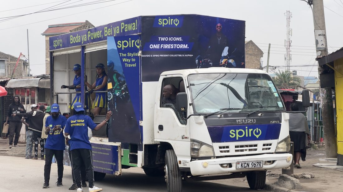 The team working from the open stage bay of a Spiro truck